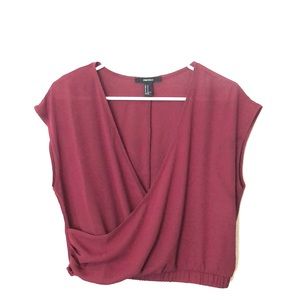 Burgundy crop top blouse